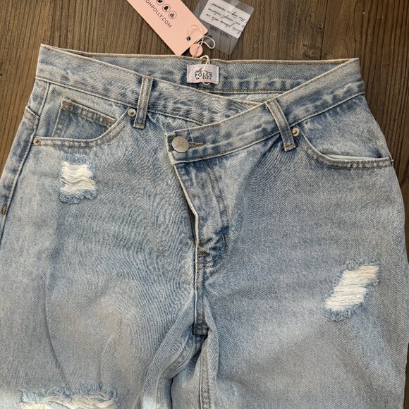 OH POLLY CROSS OVER DENIM LIGHT WASH BLUE JEANS - US 6 (PETITE) - Picture 4 of 6